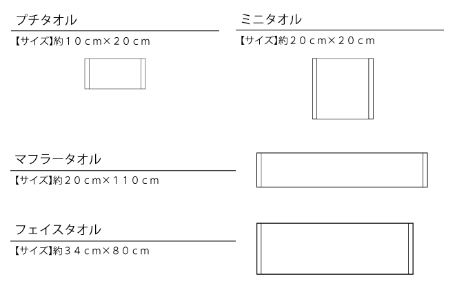 プチタオル・ミニタオル・マフラータオル・フェイスタオル